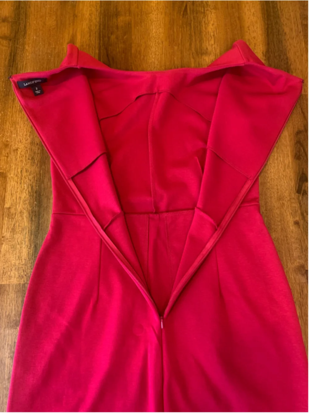 Women's Lands' End Red Sleeveless Midi Dress Size 2